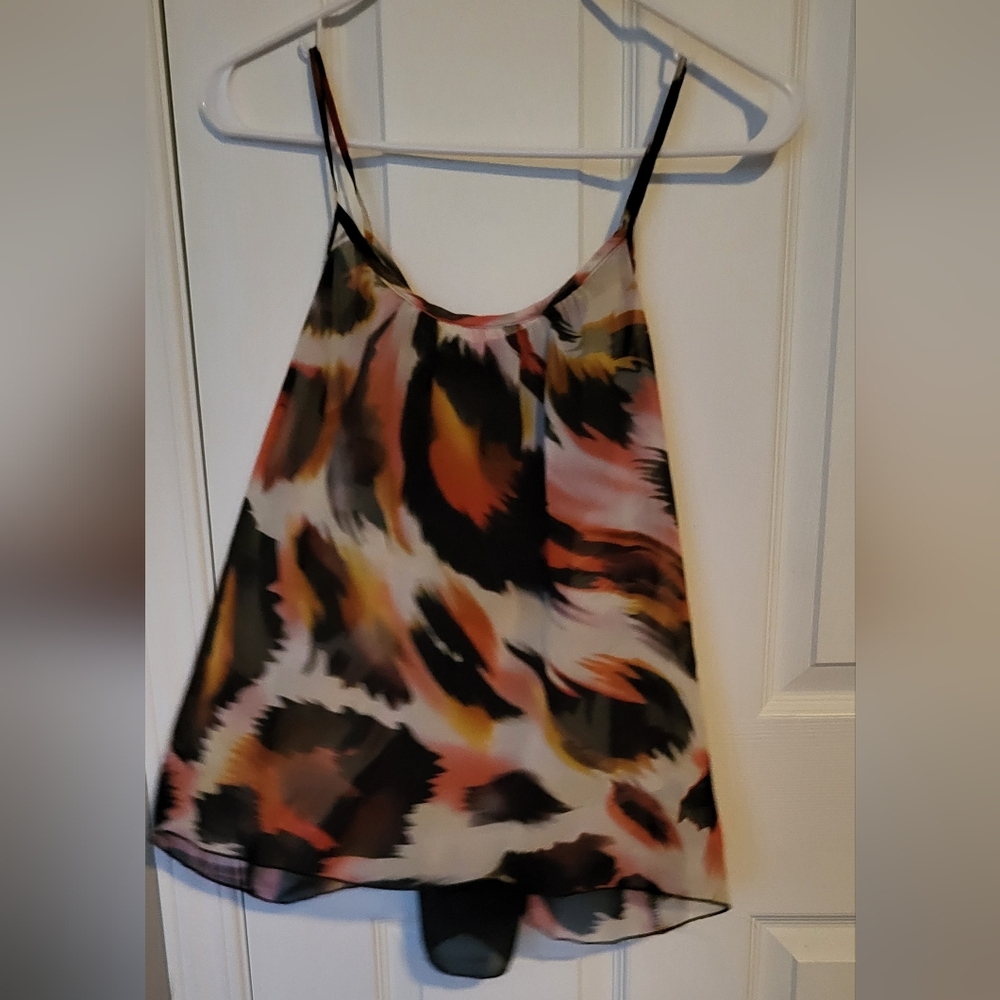 Eclipse Black and Orange Asymmetrical Sleeveless Camisole